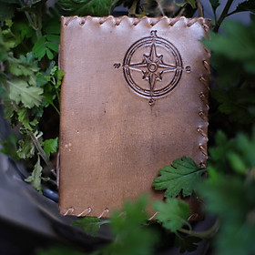 Nơi bán Sổ tay bìa da thật handmade Ấn Độ hình la bàn giấy tái chế Handmade 100 trang SketchBook Handmade leather journal - Giá Từ -1đ