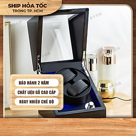 Hộp đựng đồng hồ cơ xoay 2 cái có led cao cấp 0164