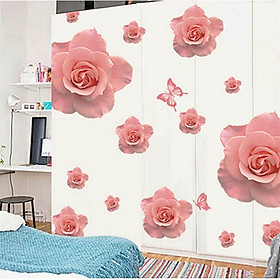 Decal dán tường hoa hồng phấn bông to ay889