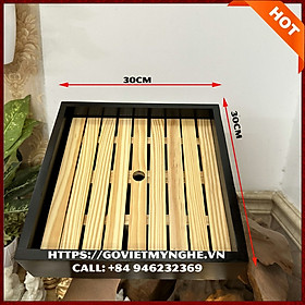 Mua  Sơn Đen - Vuông 30cm x 30cm  Khay gỗ trang trí món ăn - Khay gỗ trang trí sushi sashimi cho nhà hàng Nhật - Gỗ Thông