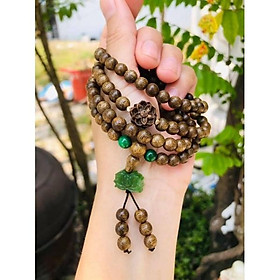 Vòng tay chuỗi hạt trầm hương sánh chìm mix hoa sen xanh