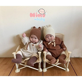 Mũ len cột dây 2 sừng siêu cute cho bé