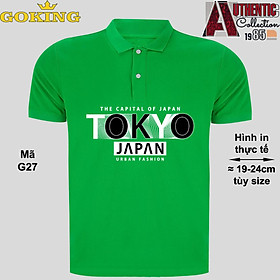 TOKYO JAPAN, mã G27. Áo thun polo cổ trụ cho nam nữ, form unisex. Áo phông cá sấu hàng hiệu Goking, quà tặng cao cấp cho gia đình, cặp đôi, doanh nghiệp