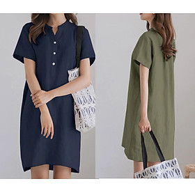 Đầm suông mini nữ ngắn tay, phong cách Hàn Quốc nhẹ nhàng, chất liệu linen mềm mát NH199