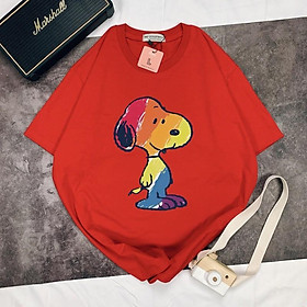 Áo Thun Tay Ngắn UNISEX Chó Cún Sặc Sỡ - Hình chụp thật