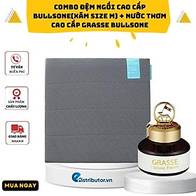 Combo Đệm Ngồi Xe Hơi, Văn Phòng Cao Cấp Bullsone(Xám Size M) + Nước Thơm Cao Cấp Grasse Bullsone HQST31