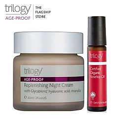 Combo Kem dưỡng ẩm ban đêm Trilogy Age-Proof Replenishing Night Cream 60ml + Tinh dầu tầm xuân Trilogy 10ml