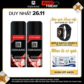 Combo 2 Xịt toàn thân Romano Attitude nồng ấm cá tính 150ml