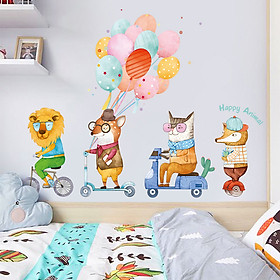 Decal dán tường chất liệu PVC loại 1 dày dặn, sắc nét,không độc hại, chuyên trang trí phòng khách, phòng ngủ, trang trí quán cafe,trang trí phòng ngủ chi bé-gáu đạp xe cầm bóng- mã sản phẩm QR9187