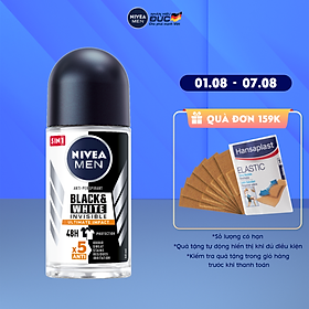 Lăn Ngăn Mùi NIVEA MEN Black & White Ngăn Vệt Ố Vàng Vượt Trội 5in1 (50ml) - 85392
