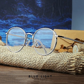 Kính Giả Cận, Gọng Kính Cận Nam Nữ Viền Dày Tròn Bạc Không Độ Hàn Quốc - BLUE LIGHT SHOP