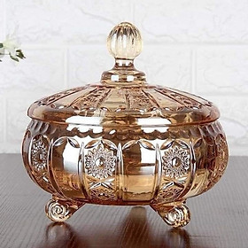 Mua Thố Mứt Thuỷ Tinh Pha Lê 3 Chân Vàng Hoạ Tiết Hoa Nổi Lớn Phong Cách Royal Sang Trọng