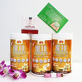 Combo 3 hộp Keto Collagen 500g [Chính Hãng] - Bữa ăn Keto hỗ trợ GIẢM CÂN SIÊU TIỆN LỢI cho người thực hành Keto và người muốn giảm cân - Giảm 3-7Kg/ 1 tháng [Tặng 1 Hộp Chất xơ hòa tan Hera Happy chống táo bón, 1 hộp Mặt nạ Saffron sữa ong chúa và 1 Thướ