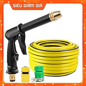 Mua Bộ dây và vòi xịt rửa xe tưới cây tăng áp vòi xịt rửa vòi tưới cây 810-2498 (dây vàng- cút nối xanh)