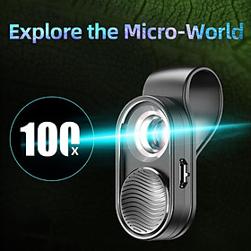 Portable 100x Mini Microscope LED Lens fits Mobile Phone Camera for Kid Children and Adults,Easy to Install