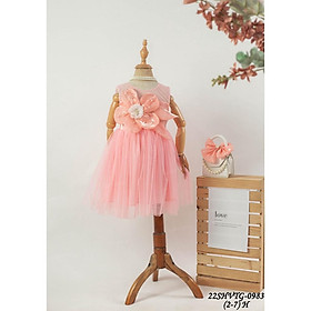 Đầm voan công chúa đính hoa nổi cho bé gái đi chơi lễ tết năm mới dự tiệc đẹp từ 10-30kg hàng thiết kế cao cấp