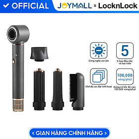 Máy sấy tóc LocknLock Multi Hair Dryer ENA426GRY, Hàng chính hãng, Công nghệ ION âm, 5 loại đầu sấy tạo kiểu - JoyMall