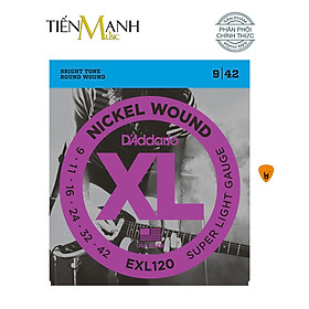 [Chính Hãng] D'Addario EXL120 Bộ Dây Đàn Nickel Wound Electric Guitar Super Light 9-42 - Kèm Móng Gẩy DreamMaker