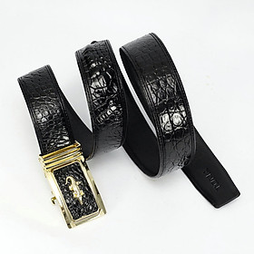 Thắt Lưng Nam Da Cá Sấu Thật KEM Leather [HÀNG CAO CẤP] Dây Nịt Da Cá Sấu Thật Dây Liền Nguyên Con Phần Da Bụng Trơn Màu Đen Cao Cấp KEMTL01 Bảo Hành Chính Hãng 24 Tháng