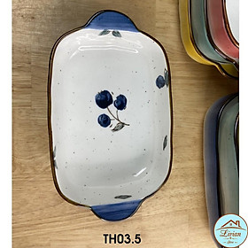 Mua Bát sứ  thố nướng chữ nhật có quai cầm họa tiết hoa lá quả kích thước 18cm  22cm