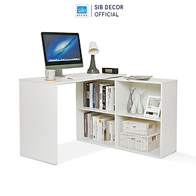 Mua Bàn Làm Việc Chữ L Xoay Linh Động Màu Trắng/ Đen Hiện Đại Thương Hiệu SIB Decor