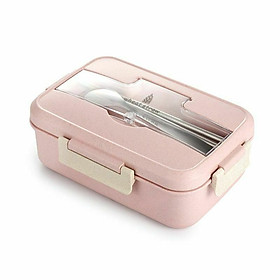 Mua Hộp đựng cơm trưa 3 ngăn tặng kèm bộ đũa muỗng inox làm tư nhựa lúa mạch an toàn cho sức khỏe