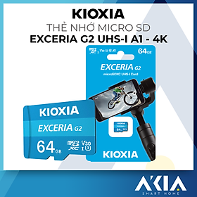 Thẻ nhớ Micro SD Kioxia EXCERIA G2 UHS-I C10 U3 V30, Ghi hình 4K chuẩn A1, tốc độ đọc 100mb/s - Hàng chính hãng - 64GB