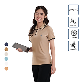 LAROMA Áo polo nữ phối kẻ | vải coolmax làm mát