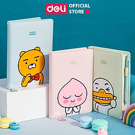 Sổ Tay Ghi Chép Bìa Da Pu Cao Cấp Deli X Kakao Friends 112 Trang -Khổ 140X193Mm-22252 - Xanh Dương