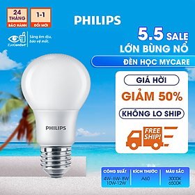 Bóng đèn PHILIPS LEDBULB Mycare A60 -Công suất (4W,6W,8W,10W,12W) bảo vệ mắt