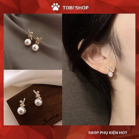 Bông tai nữ ngọc trai nhân tạo trắng họa tiết xinh xắn TB257 - TOBI'SHOP