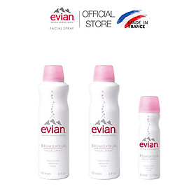 Combo 3 xịt khoáng cấp ẩm và làm dịu da Evian 150ml x 2 + 50ml