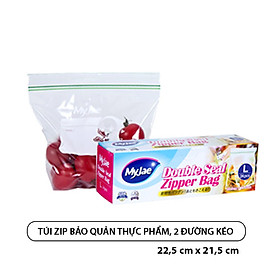 Túi zip bảo quản thực phẩm MyJae, hai đường kéo, kích cỡ L: 22,5cm x 21,5cm, 24 túi/hộp