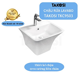 Mua Chậu Lavabo sứ  Chậu rửa mặt phòng tắm Takosi TKC9503 Treo Tường Liền Chân dùng gia đình dùng khách sạn - Hàng chính hãng bảo hành 10 năm