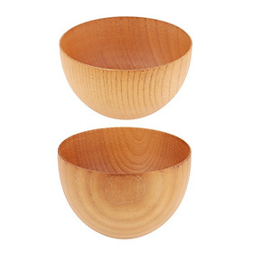 2Pcs Round Wooden Cereal Bowl Food Container Camping Dinner Lunch Tableware