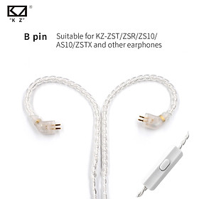 KZ Silver Plated Upgrade Earphone Cable Detachable Audio Cord 3.5mm 3-pole 2Pin Connector Jack Dedicated Cable Without/With HD Call Microphone For ZST/ZSR/ES3/ZS10/AS10/ES4 Headphones