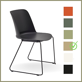 Ghế làm việc tại nhà chân vòng sắt sơn tĩnh điện nhập khẩu Ghế thân nhựa PP phủ Fiberglass cao cấp màu be Dinning Chairs TOBE 2-S