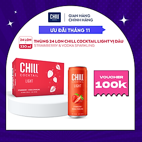 [VOUCHER 100K] Thùng 24 lon Chill Cocktail Light vị Strawberry Vodka Sparkling 330ml/lon