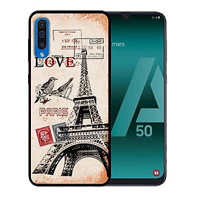 Ốp lưng in cho Samsung Galaxy A7 2018 mẫu Tem Paris - Hàng chính hãng