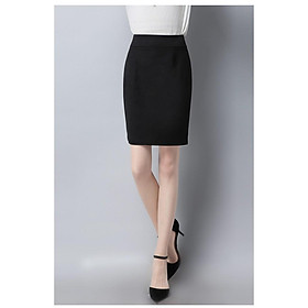 Chân váy công sở dài bigsize CR53V03 xẻ sau màu đen dài 53cm
