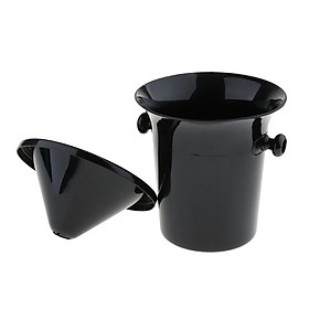 3-Liter Black Wine Chiller Plastic Champagne Cooler Bucket with Handles and Lid