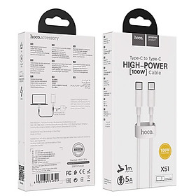 Mua Cáp Sạc Nhanh Nhựa PVC Type-C To Type-C 5.0A 100W Hoco X51 Dài 1.0M Truyền Dữ Liệu - Hàng Chính Hãng