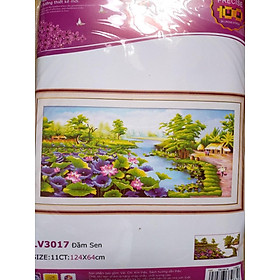 Mua Tranh thêu chữ thập đầm sen khoe sắc LV3017 - 124 x 64 cm - chưa thêu