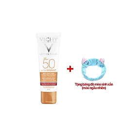 Kem Chống Nắng Kiểm Soát Dầu Không Nhờn Rít Vichy Capital Soleil Dry Touch Face Fluid Mattifying SPF50 50ml (Tặng băng đô mèo xinh xắn)