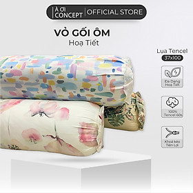 Vỏ Gối Ôm Lụa Tencel Hàn Quốc Cao Cấp À Ơi Concept Họa Tiết Nhiều màu Dây kéo khoá Size 37x100 cm