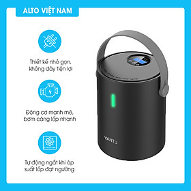 Ống bơm hơi điện tử mini YANTU A05 không dây dành cho ô tô, xe máy, xe đạp - Hàng chính hãng