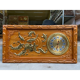 Mua TRANH ĐỒNG HỒ TREO TƯỜNG TRẠM KHẮC CỬU NGƯ BẰNG GỖ GÕ ĐỎ KT 41×81×4CM