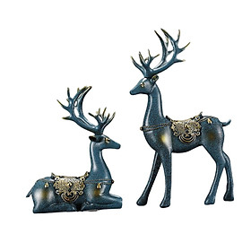 2pcs Reindeer Figurines Resin Deer Statues for Home Decoration Gift
