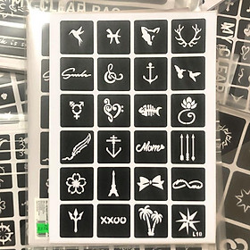 Khuân Xăm Tạm Thời Tattoo, Khuân Tháp Ép Phen, Nơ, Xương Cá, Sừng Hươu, Bút Lông Chim, Hình Mũi Tên, DOLOVN