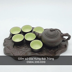 Mua Bộ ấm chén khay lá sen Gôm sứ Bát Tràng